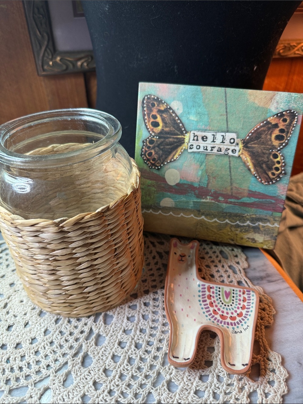 Woven Glass Jar Vase with Natural Straw Sleeve - Neutral